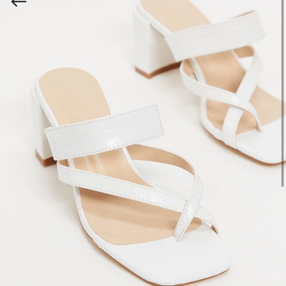 ASOS Shoes - ASOS Nema Vegan Block Heel Sandals in White Crock